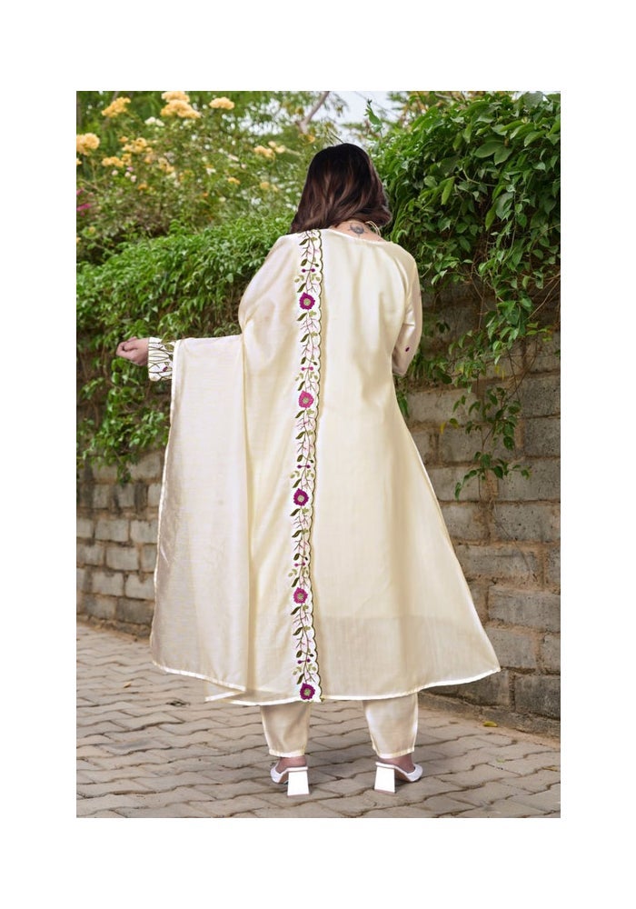Malishka Export Chanderi Silk Embroidery Anarkali Kurta for Women - Image 2